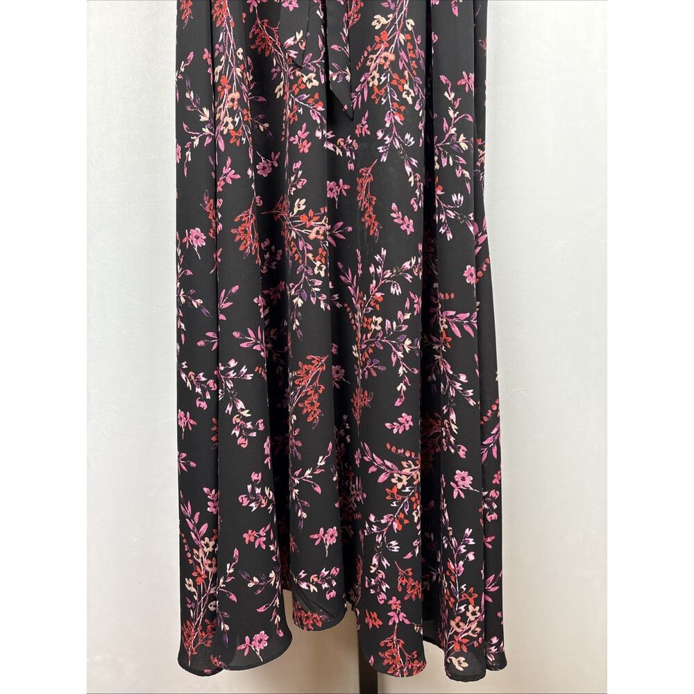 Nanette Lepore Black Floral Print Maxi Dress Size 14 Tie Waist Whimsigoth Fairy - Picture 6 of 14
